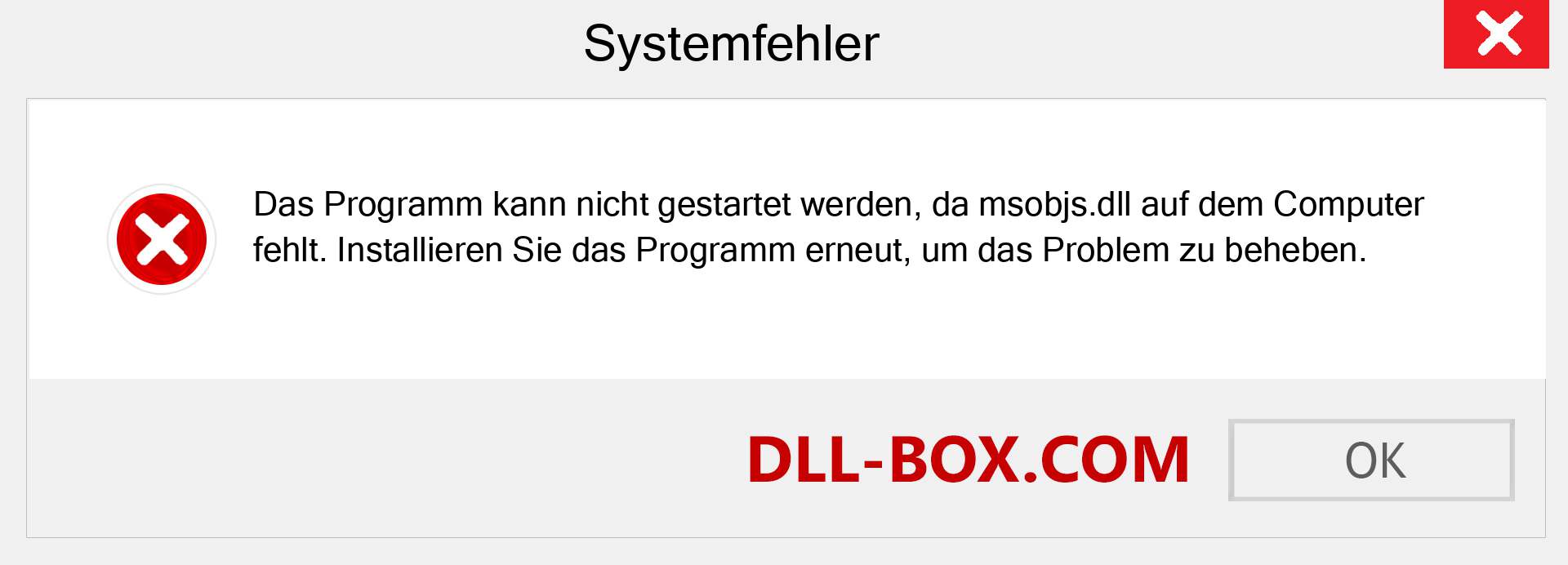 msobjs.dll-Datei fehlt?. Download für Windows 7, 8, 10 - Fix msobjs dll Missing Error unter Windows, Fotos, Bildern