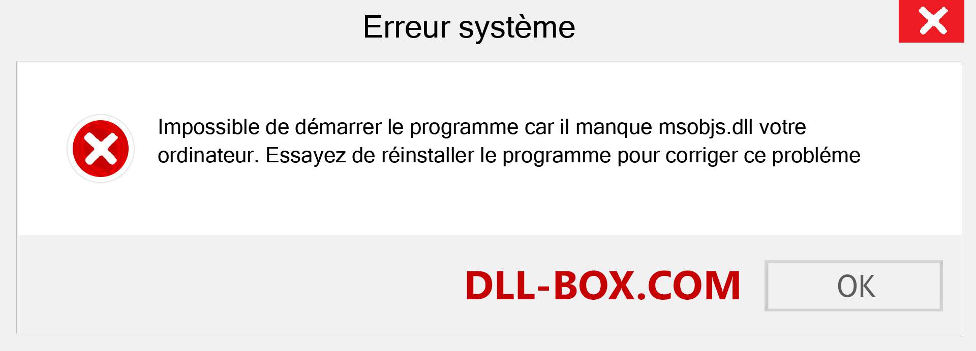 Le fichier msobjs.dll est manquant ?. Télécharger pour Windows 7, 8, 10 - Correction de l'erreur manquante msobjs dll sur Windows, photos, images